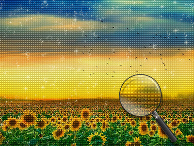 Sonnenblumen und fliegende Vögel Diamond Painting