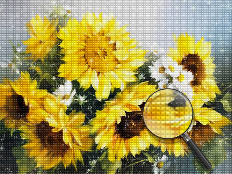 Sonnenblumen und Gänseblümchen Diamond Painting