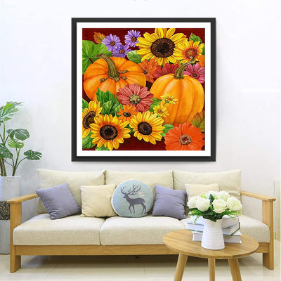 Sonnenblumen und Kürbisse Diamond Painting