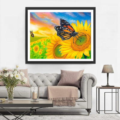 Sonnenblumen und Schmetterlinge Diamond Painting