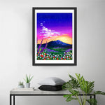 Sonnenuntergang, Berg und Tulpen Diamond Painting