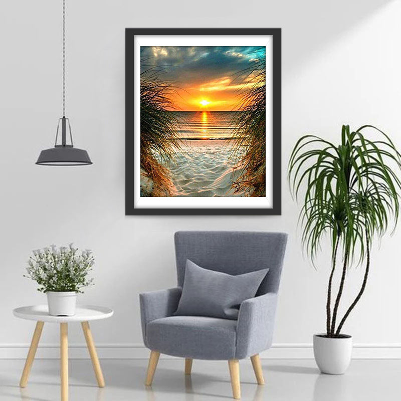 Sonnenuntergang und Sandstrand Diamond Painting