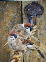 Spatzen auf dem Hanfseil Diamond Painting