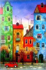 Straße voller farbigen Häusern Diamond Painting
