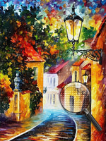 Straßenlaterne in einer kleinen Stadt Diamond Painting