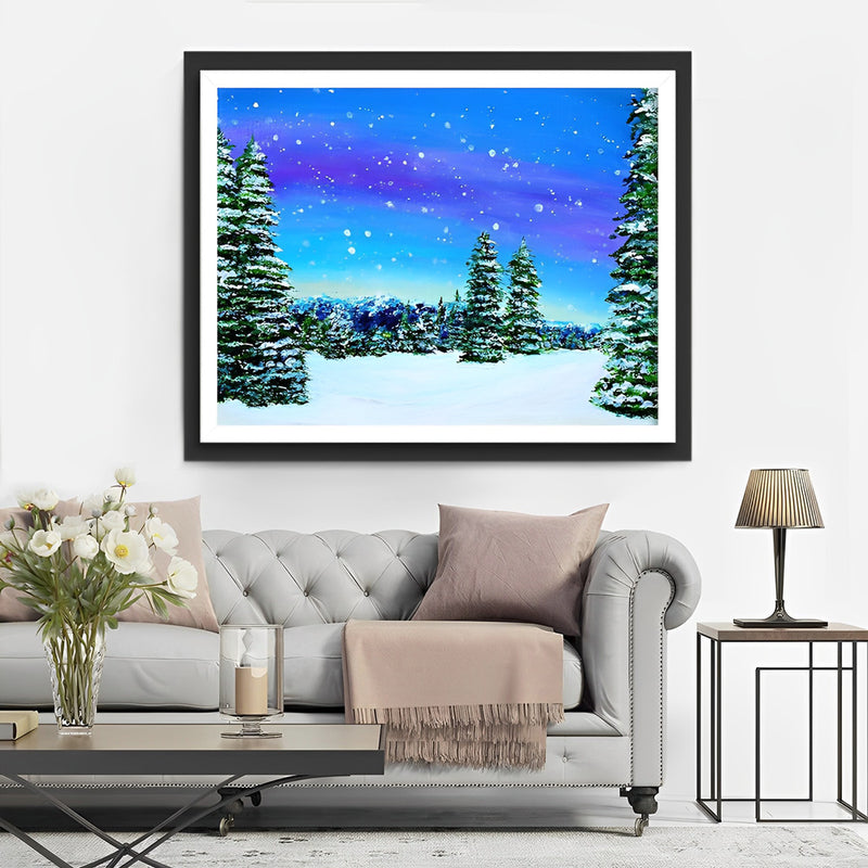 Tannen Schnee Sternenhimmel Diamond Painting