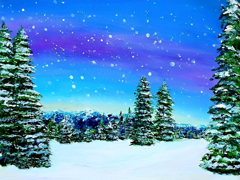 Tannen Schnee Sternenhimmel Diamond Painting