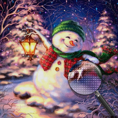 Tanzender Weihnachtsschneemann mit Lampe Diamond Painting