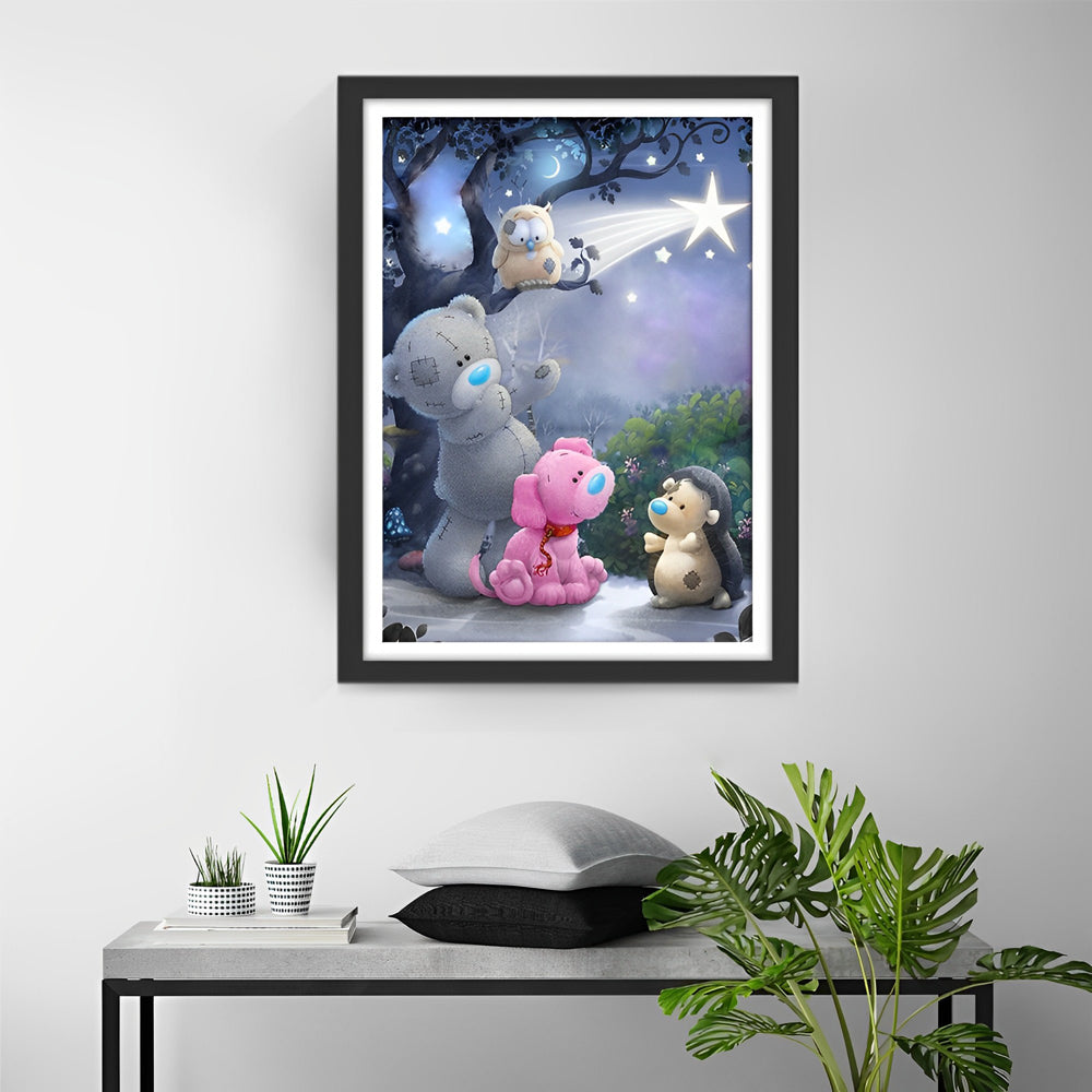 Teddybär in der Märchenwelt Diamond Painting