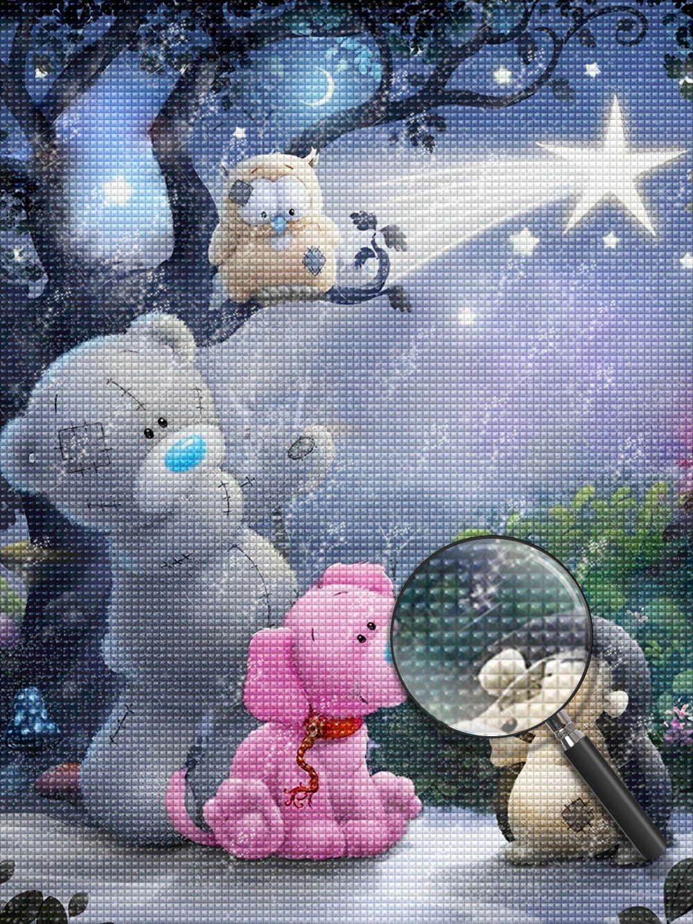 Teddybär in der Märchenwelt Diamond Painting