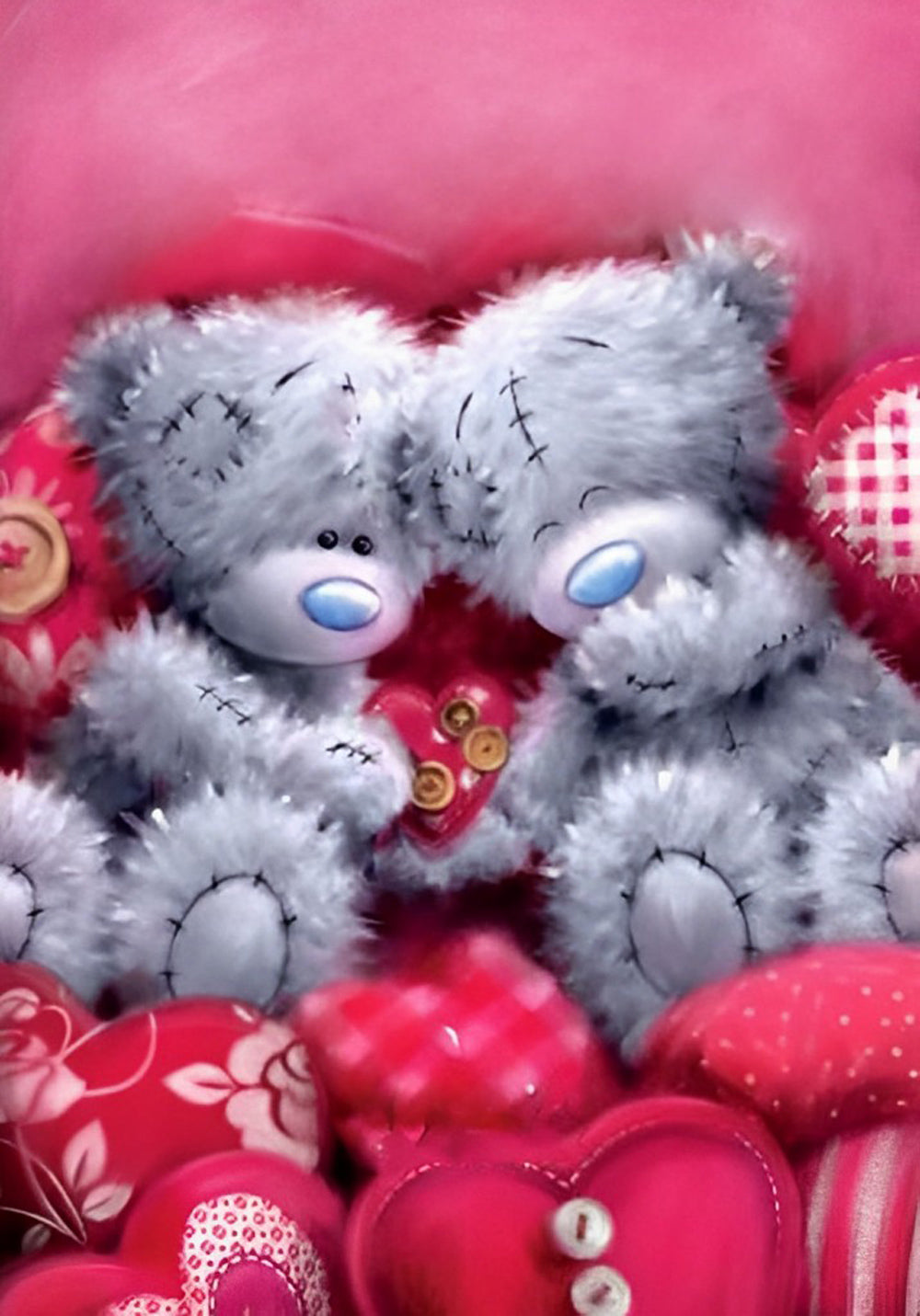 Teddybären im roten Plüschhaufen Diamond Painting