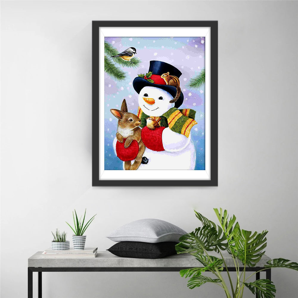 Tiere und Schneemann Diamond Painting
