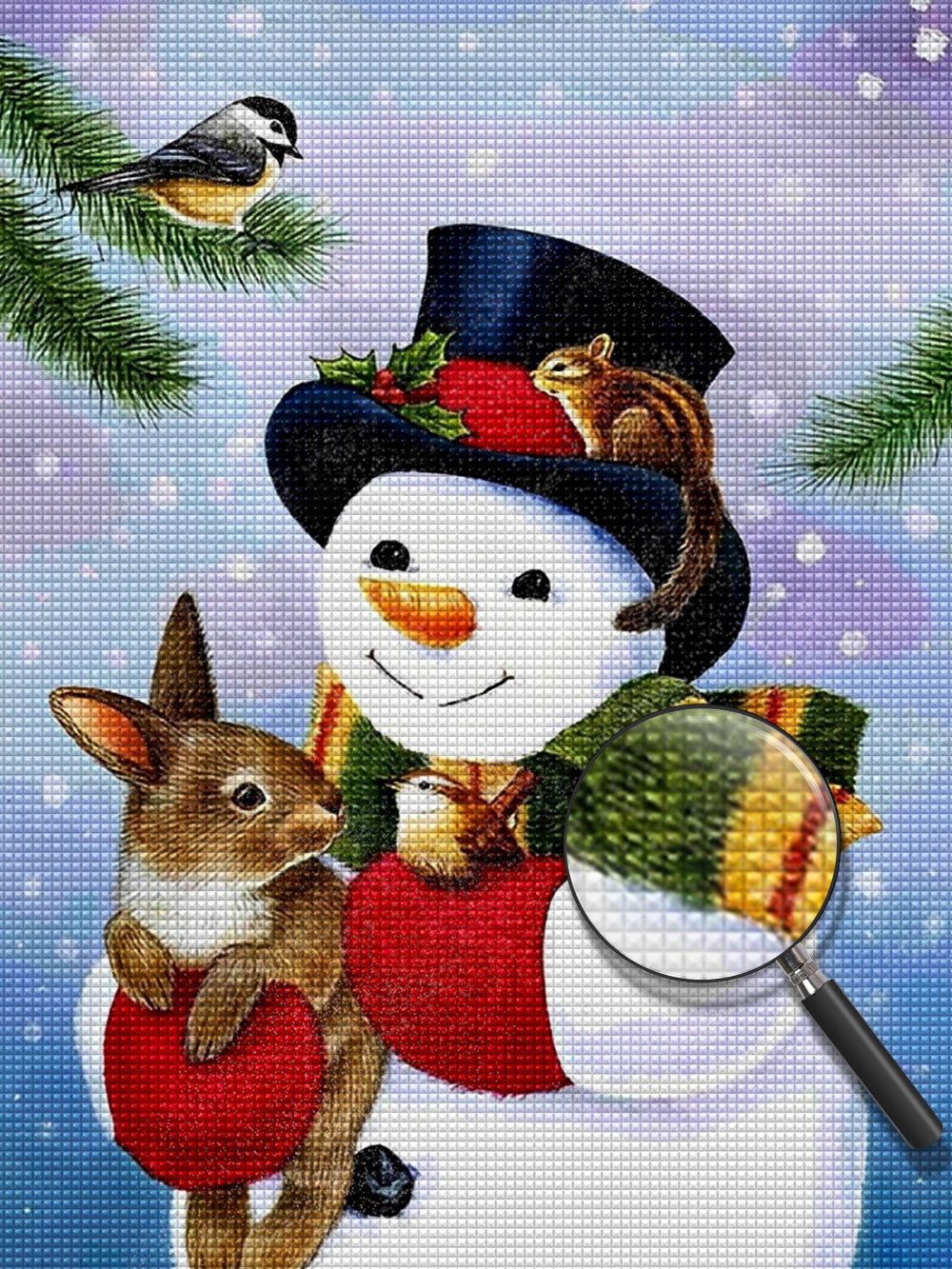 Tiere und Schneemann Diamond Painting