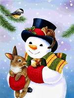 Tiere und Schneemann Diamond Painting