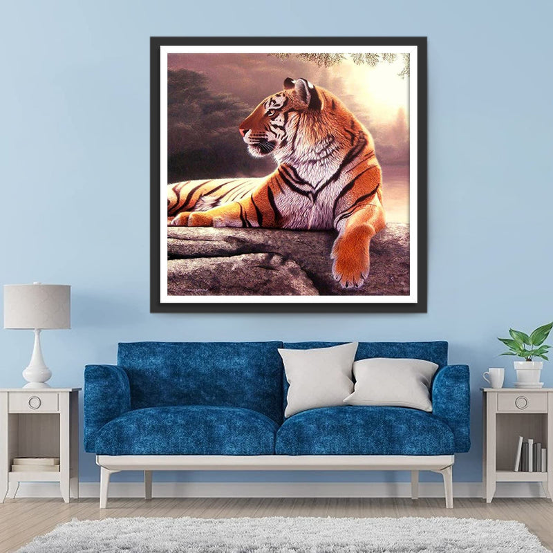 Tiger auf Felsen Diamond Painting