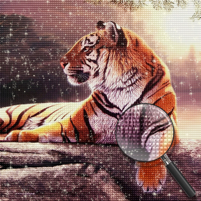 Tiger auf Felsen Diamond Painting