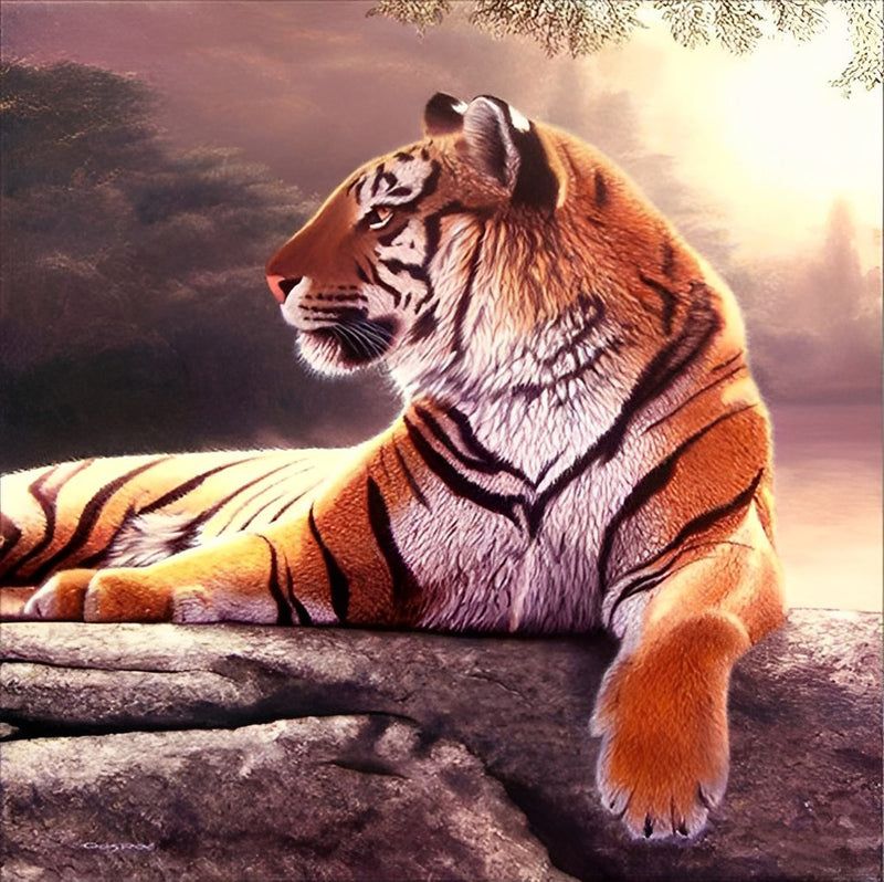 Tiger auf Felsen Diamond Painting