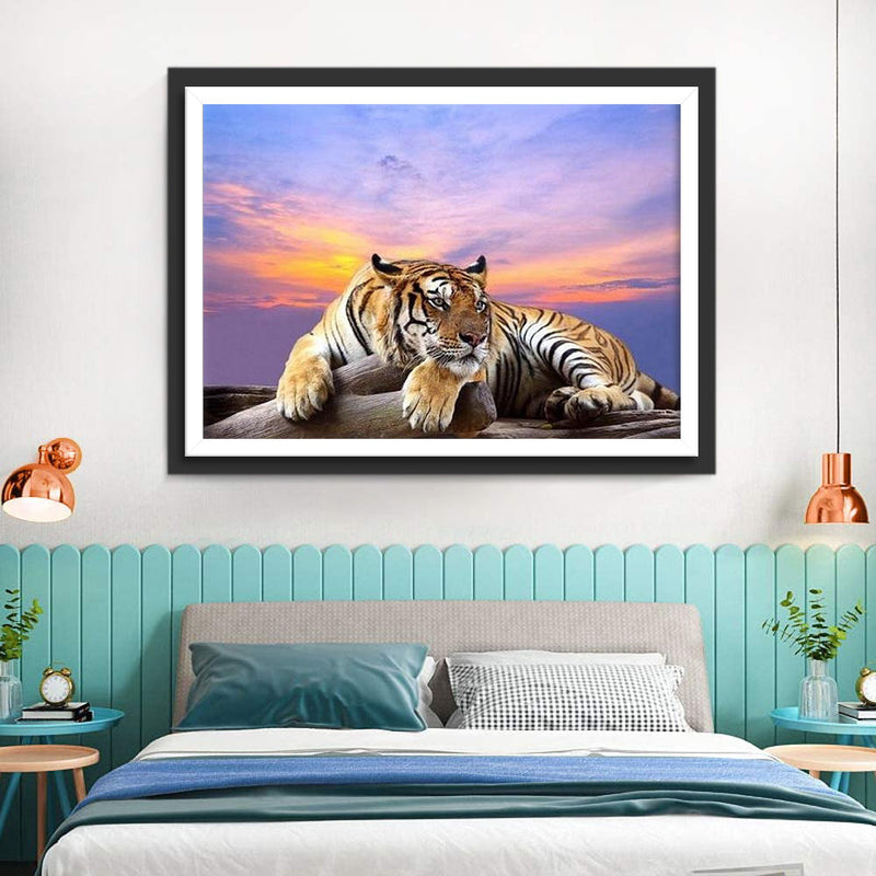 Tiger bei Sonnenuntergang Diamond Painting