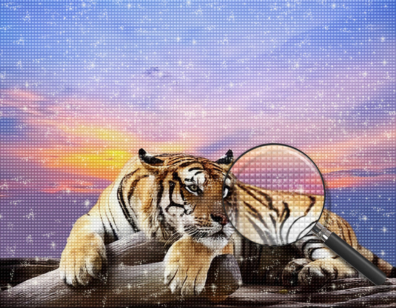 Tiger bei Sonnenuntergang Diamond Painting