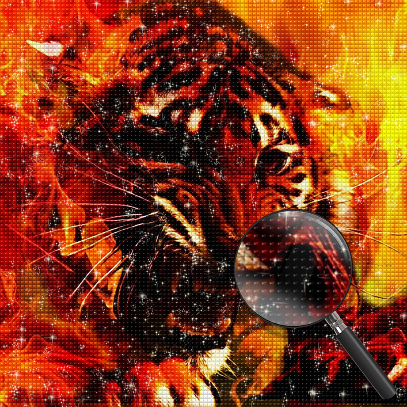 Tiger im Feuer Diamond Painting