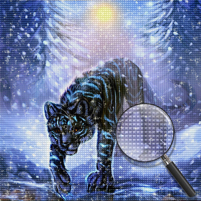 Tiger im Schneesturm Diamond Painting