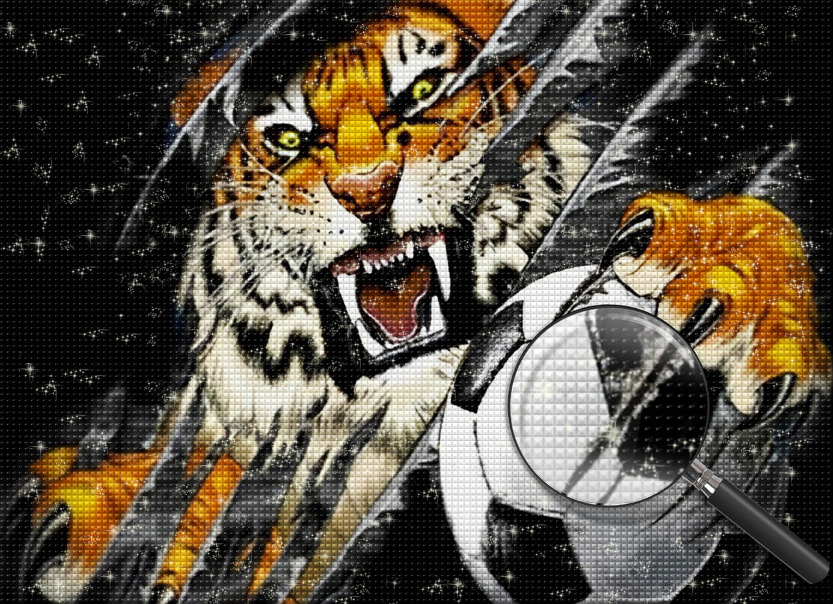 Tiger mit einem Fußball Diamond Painting