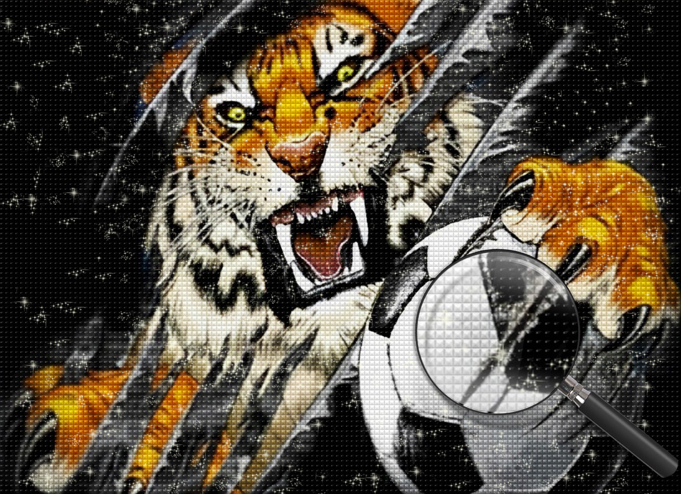 Tiger mit einem Fußball Diamond Painting