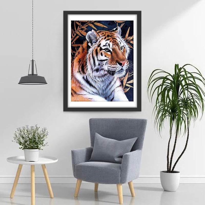 Tiger und Bambusblätter Diamond Painting