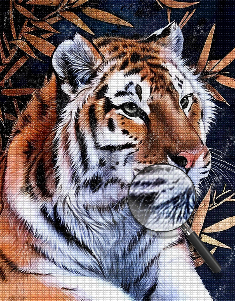 Tiger und Bambusblätter Diamond Painting