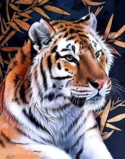 Tiger und Bambusblätter Diamond Painting