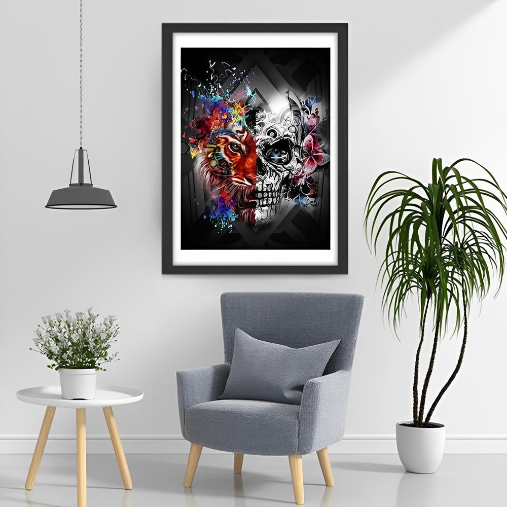 Tiger und Skelett Diamond Painting