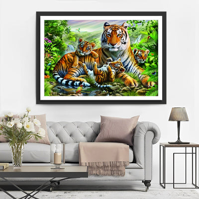 Tigerfamilie im Dschungel Diamond Painting