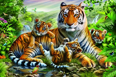 Tigerfamilie im Dschungel Diamond Painting