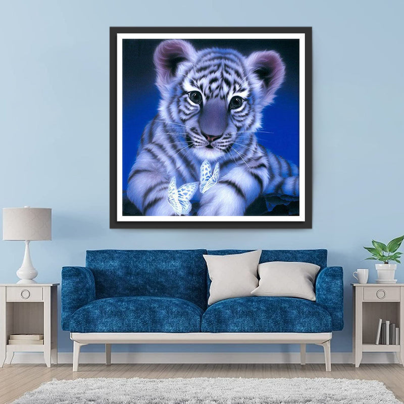 Tigerjunges und Schmetterlinge Diamond Painting