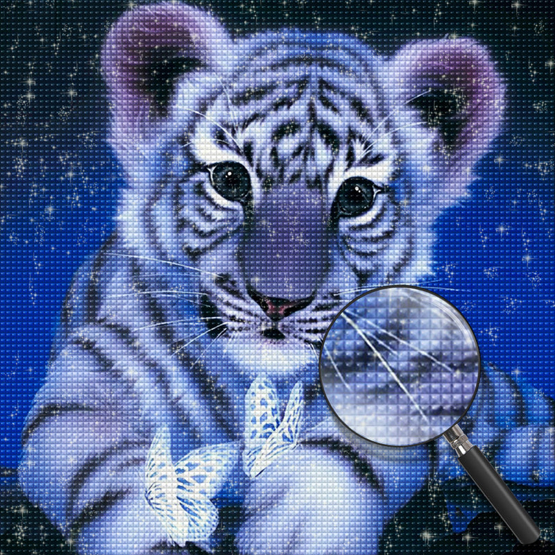 Tigerjunges und Schmetterlinge Diamond Painting