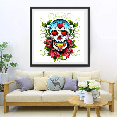 Totenkopf Herz Rosen Diamond Painting