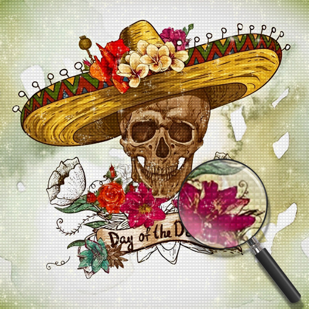 Totenkopf im gelben Hut Diamond Painting