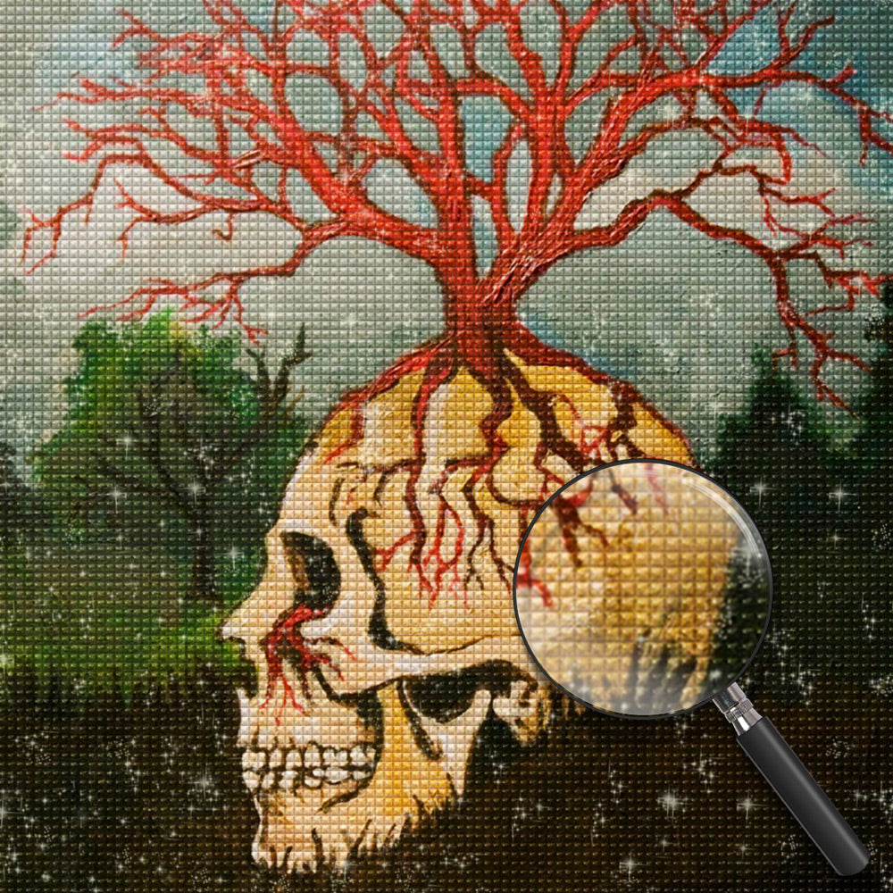 Totenkopf mit Ast Diamond Painting