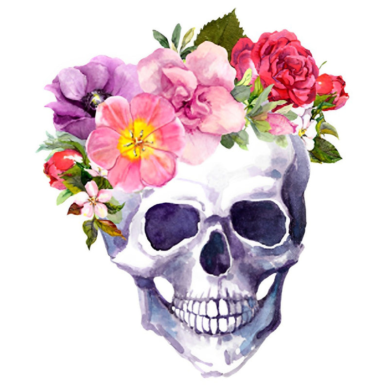 Totenkopf mit Blumen auf dem Kopf Diamond Painting