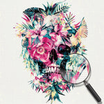 Totenkopf mit Blumen Diamond Painting
