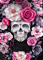 Totenkopf mit Blumen Diamond Painting