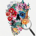 Totenkopf mit Blumen Diamond Painting