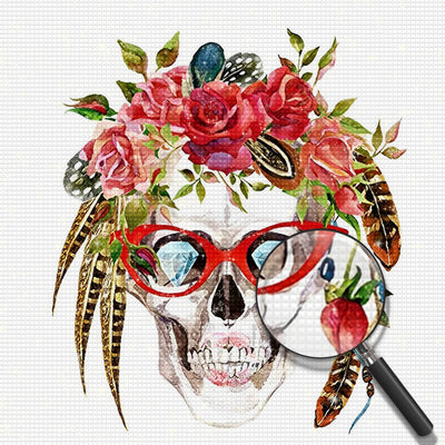 Totenkopf mit Brille Diamond Painting