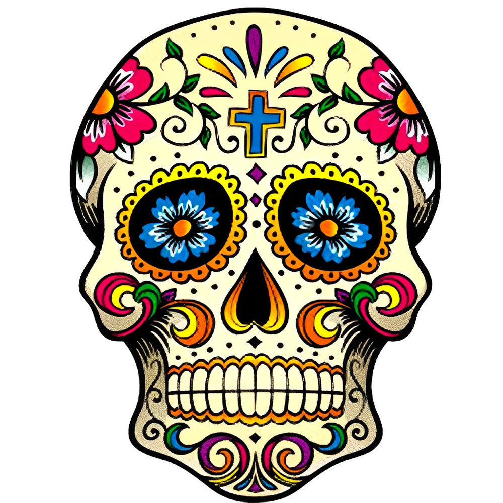 Totenkopf mit einem Kreuz auf der Stirn Diamond Painting