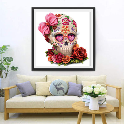 Totenkopf mit Schleife und Rosen Diamond Painting