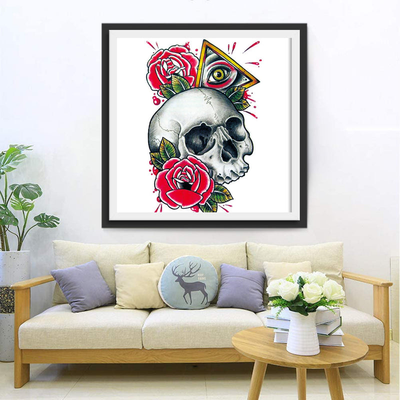 Totenkopf Rosen Auge Diamond Painting