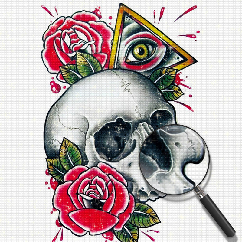 Totenkopf Rosen Auge Diamond Painting