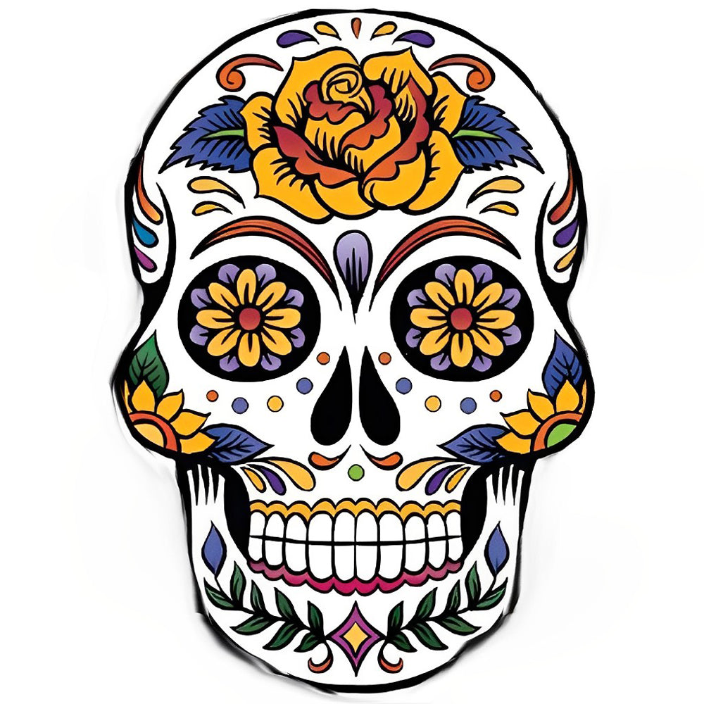 Totenkopf und gelbe Blumen Diamond Painting