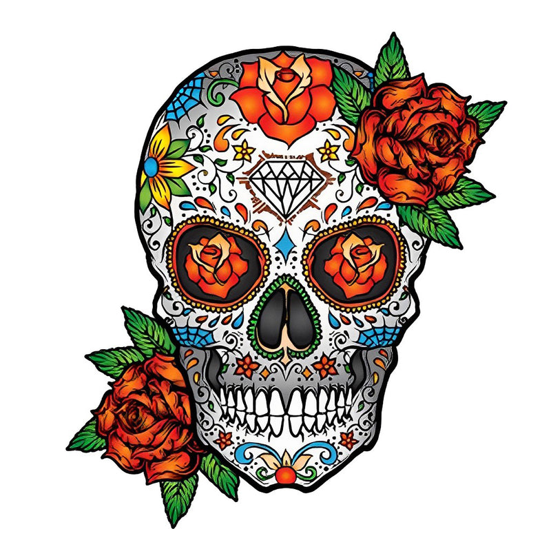 Totenkopf und orange Rosen Diamond Painting