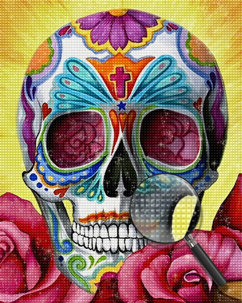 Totenkopf und Rosen Diamond Painting